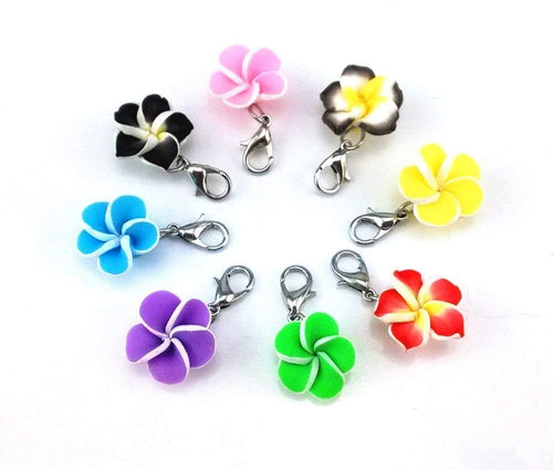 Clip On Charms Polymer Clay Flower Charms Floral Charms Assorted Charms Flower Pendants Charms with Clasps 20pcs