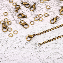 Load image into Gallery viewer, Bronze Chain BULK Chain Curb Chain Necklace Kit Bronze Curb Chain Wholesale Chain Unfinished Chain Link Chain Necklace Chain 33ft + Clasps