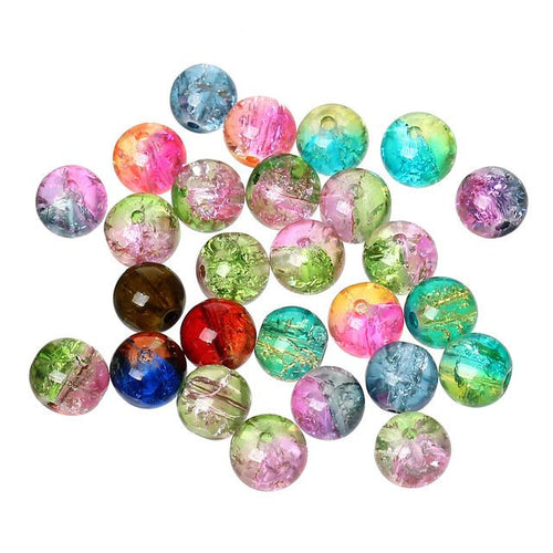 Glass Crackle Beads 8mm Beads 8mm Crackle Beads BULK Beads Wholesale Beads Assorted Beads Crackle Glass Beads 200pcs