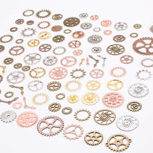 Load image into Gallery viewer, Bulk Gears Steampunk Gear Charms Gear Pendants Assorted Gears Cogs Steampunk Supplies Bronze Silver Gold Rose Gold Copper 70 pieces