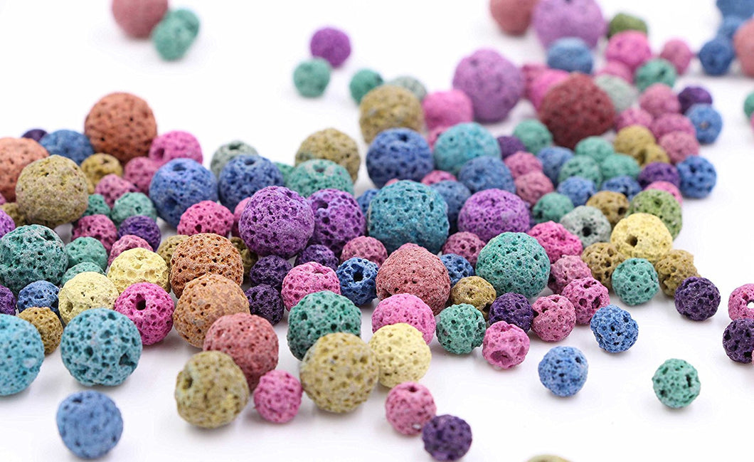 Lava Beads Assorted Beads Mix Real Lava Stone Beads Rainbow Beads 6mm to 12mm Beads Diffuser Beads BULK Beads Wholesale Beads 215pcs