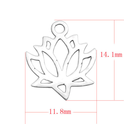 Lotus Charms Lotus Pendants Stainless Steel Charms Steel Pendants Lotus Flower Charms BULK Charms 20pcs