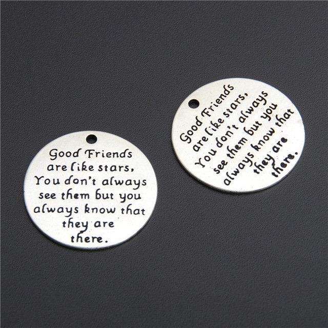 Quote Pendants Antiqued Silver Quote Charms Word Charms Friend Charms Quote Charms Circle Charms Friend Quote Charms 15pcs 24mm