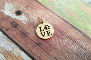 Love Charm Gold Charm Stainless Steel Pet Owner Charm Dog Mom Charm I Love My Dog Charm Dog Pendant Love Pendant Charm with Jump Ring