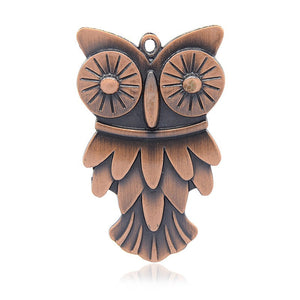 Large Owl Pendant Antiqued Copper Pendant Focal Pendant Focal Piece Big Owl Charm Bird Pendant 70mm