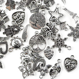 Silver Charms Set Assorted Charms Antiqued Silver Charms Silver Pendants Mixed Charms BULK Charms Wholesale Charms 200pcs