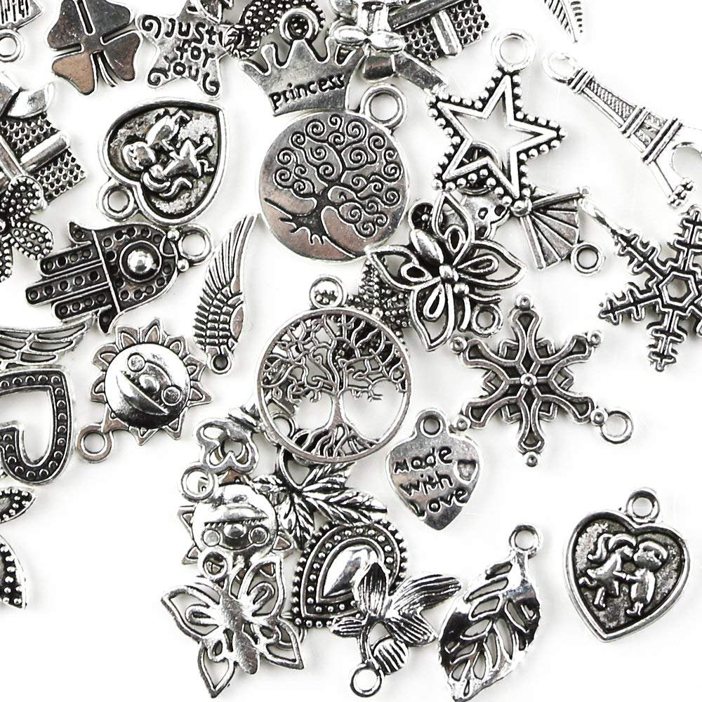 Silver Charms Set Assorted Charms Antiqued Silver Charms Silver Pendants Mixed Charms BULK Charms Wholesale Charms 200pcs