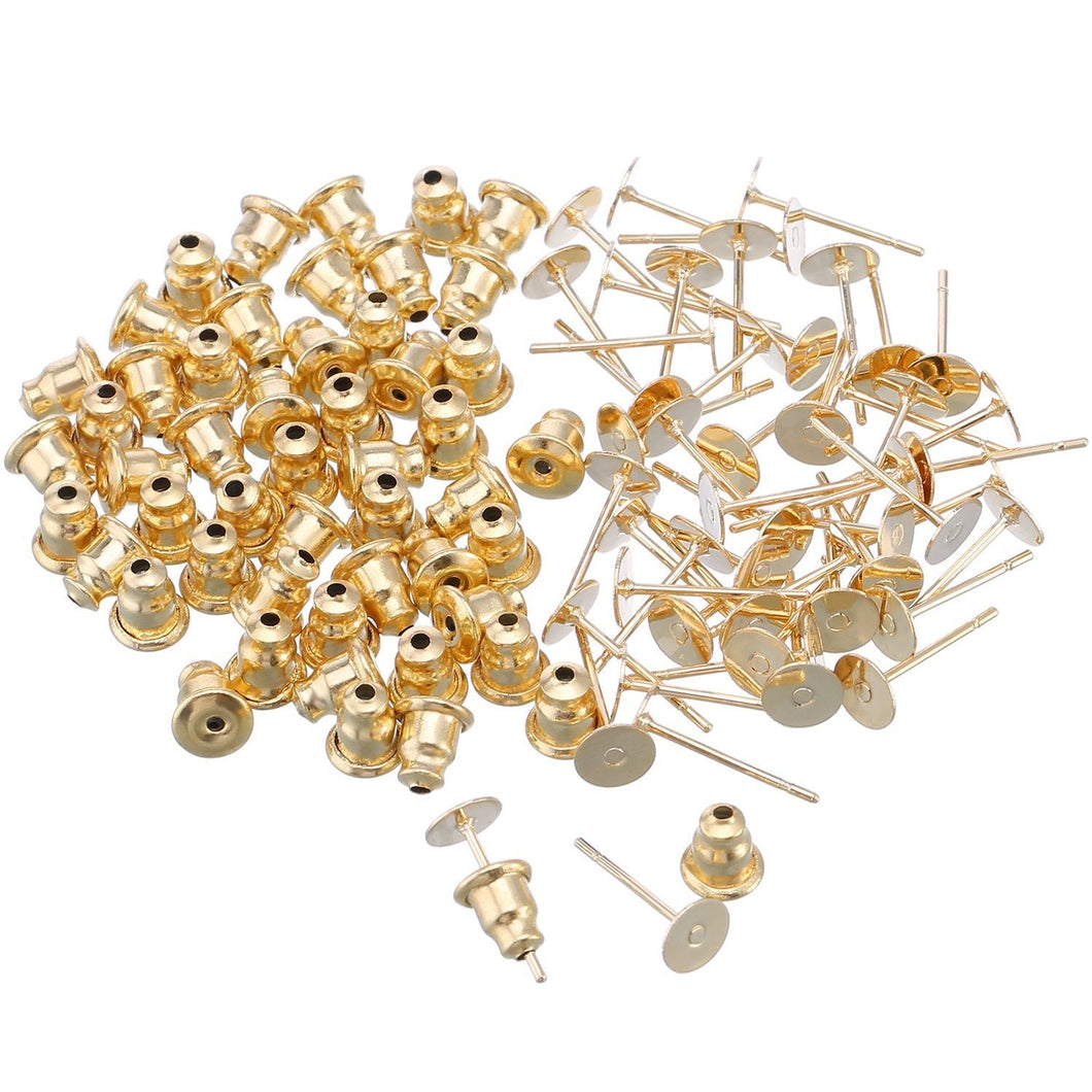 Earring Blanks Gold Earring Blanks Stainless Steel Blanks Gold Earring Pads Blank Earrings Wholesale Jewelry Supplies 100pc