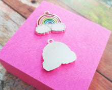 Load image into Gallery viewer, Rainbow Charms Enamel Charms Rainbow Pendants Cloud Charms Weather Charms Rainbow Baby Charm Silver Charms Enameled Charms 5 pieces