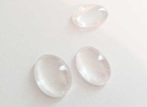 Glass Cabochons Oval Cabochons Oval Glass Flatbacks Clear Ovals Clear Glass Cabochon 25x18 Cabochons Flat Back Glass Ovals 10 pieces