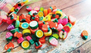 Polymer Clay Beads Assorted Beads Fruit Beads Food Beads Polymer Beads 7mm-12mm Beads 20 pieces Wholesale Beads