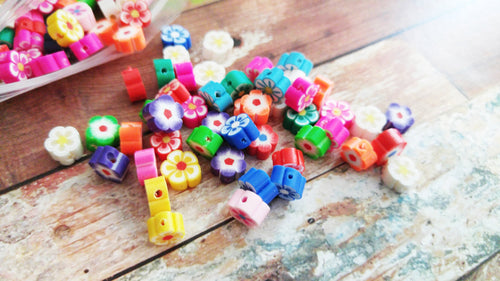Polymer Clay Beads Assorted Beads Flower Beads 8mm Beads  20 pieces Wholesale Beads
