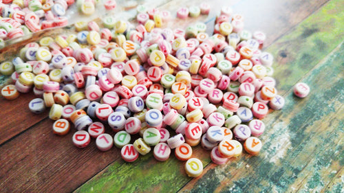 Letter Beads Alphabet Beads Assorted Beads Acrylic Beads Acrylic Letter Beads Pastel Beads Wholesale Beads Bulk Beads 50 pieces 7mm