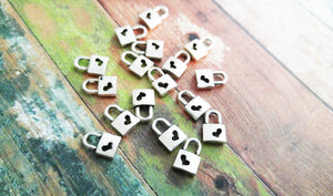 Padlock Charms Silver Lock Charms BULK Charms Keyhole Charms Steampunk Charms Heart Lock Charms Miniature Charms Wholesale Charms 100 pieces
