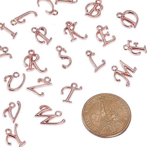 Rose Gold Letter Charms Alphabet Charms Letter Pendants Rose Gold Alphabet Script Letter Charms Rose Gold Charms BULK Charms 200pcs