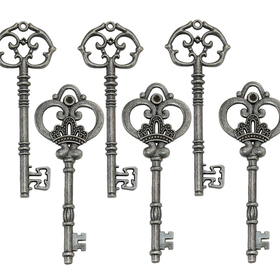 Big Keys Large Skeleton Keys Big Key Pendants Black Gunmetal Keys Steampunk Keys Large Keys 20 pieces BULK Skeleton Keys