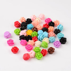 Resin Flower Beads Assorted Beads Rose Beads 9mm Beads 9mm Flower Beads Small Flower Beads 20pcs