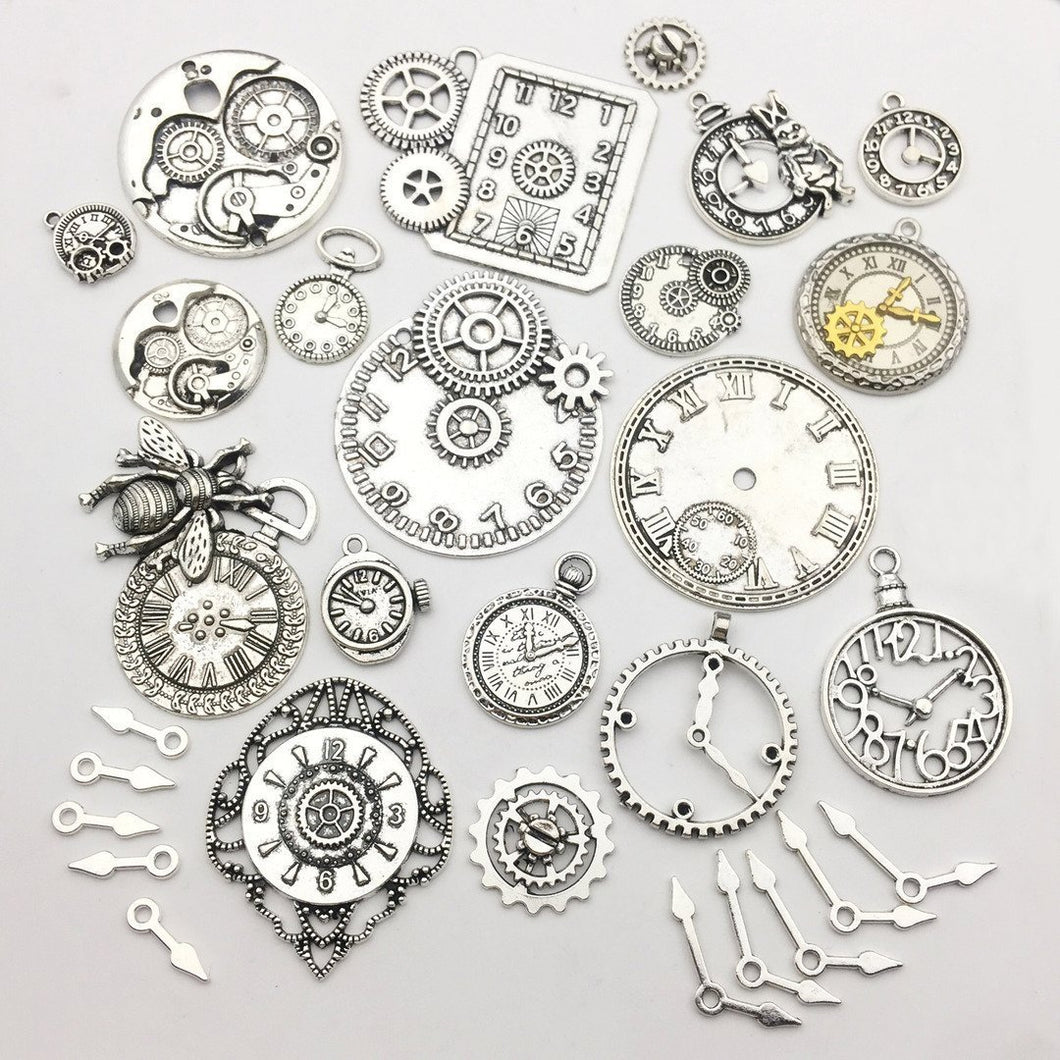 Clock Gears Clock Parts Clock Mechanism Silver Gears Metal Gears Steampunk Gears BULK Charms Clock Charms 30pcs