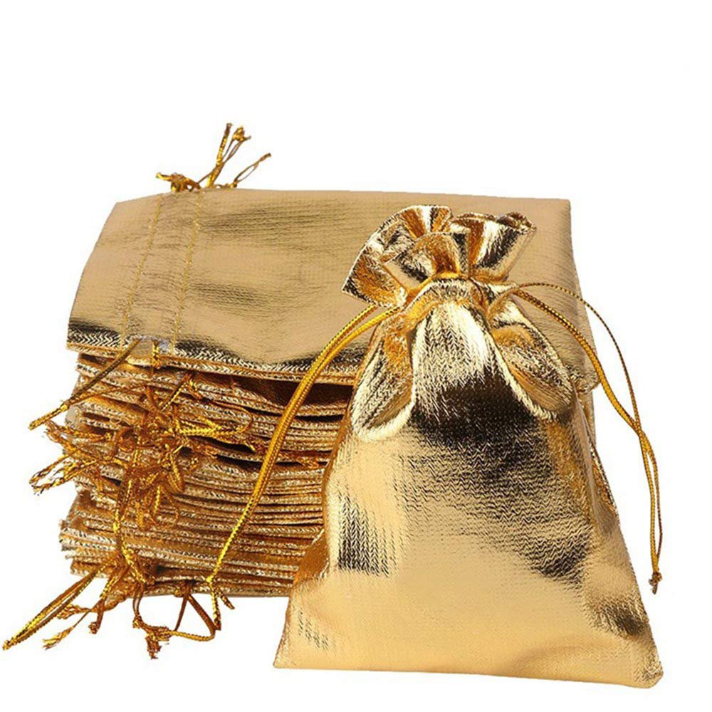 Gold Bags Gold Drawstring Pouches Gift Bags Jewelry Bags BULK Bags Gold Pouches Wholesale Gift Bags 5x7 Inch 100pcs
