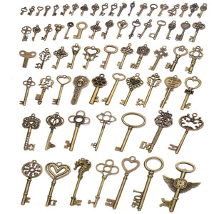 Bulk Skeleton Keys Key Pendants Steampunk Keys Mixed Metal Keys Assorted Keys Bronze Keys 70pcs ALL DIFFERENT