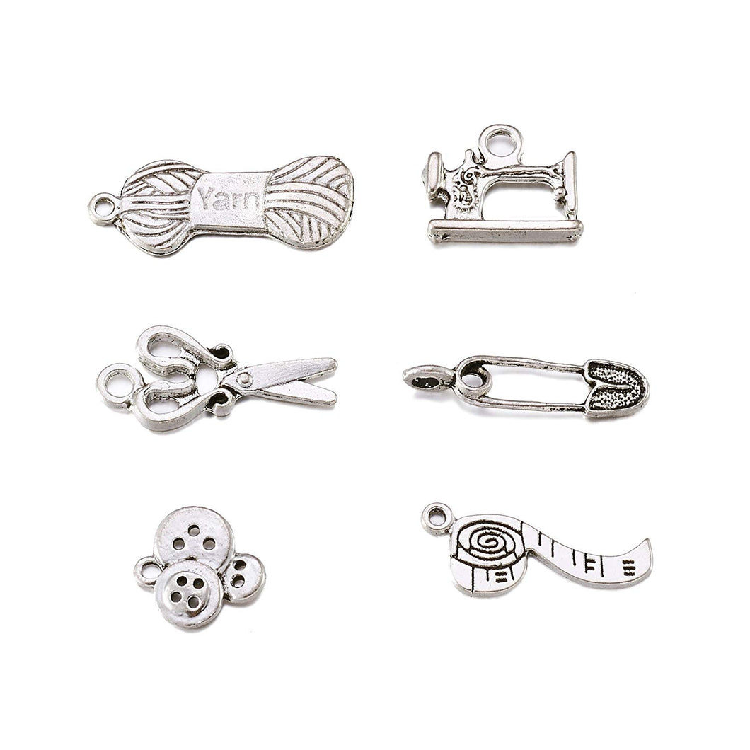 Sewing Charms Antiqued Silver Assorted Charms Set Seamstress Charms Themed Charms Lot BULK Charms Assorted Pendants 30pcs