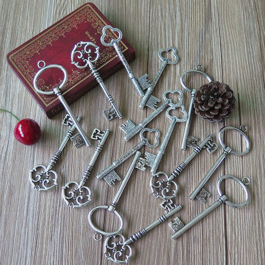 Bulk Skeleton Keys Key Pendants Steampunk Keys Mixed Metal Keys Assorted Keys Silver Big Keys Religious Pendants Bible Verse 15pcs 3