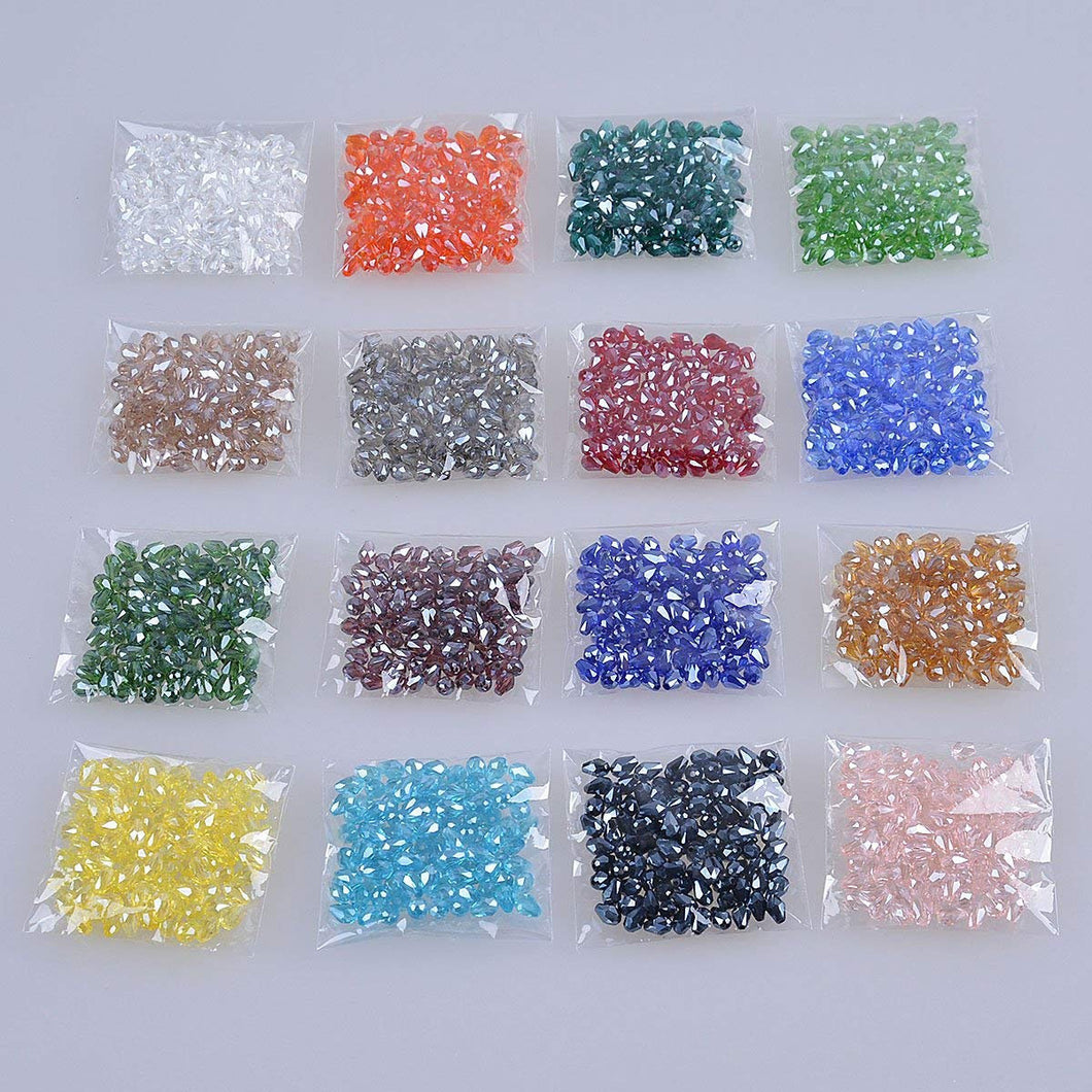 Teardrop Beads Assorted Beads Glass Beads Glass Teardrops Wholesale Beads Faceted Glass Beads Glass Drop Beads 6mm Beads 1600pcs BULK BEADS