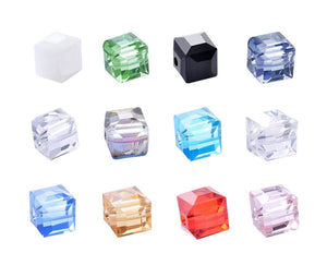 Cube Beads Square Glass Beads 8mm Glass Beads 8mm Beads Assorted Glass Beads Spacer Beads BULK Beads 240pcs Assorted Lot