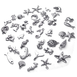 Nautical Charms Set Wine Charms Kit Antiqued Silver Ocean Charms Assorted Charms Assorted Pendants Wine Glass Charms DIY Kit 140pcs