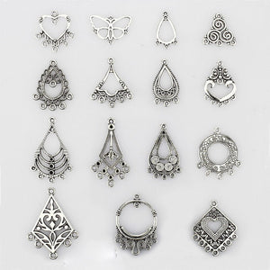 Chandelier Findings Antiqued Silver Earring Findings Chandelier Pendants Earring Components Chandelier Earrings BULK Charms 60pcs