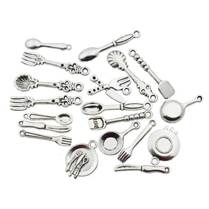 Cooking Charms Set Antiqued Silver Assorted Charms Cooking Pendants Themed Charms Chef Charms BULK Charms 98pcs