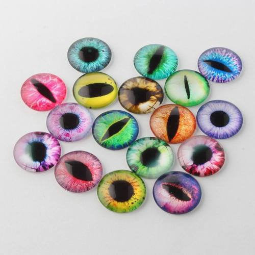 Dragon Eye Cabochons Dragon Eyes Glass Eye Flatbacks Flat Back Cabochons Assorted Cabochons Glass Domes 25mm Cabochons BULK 100pcs