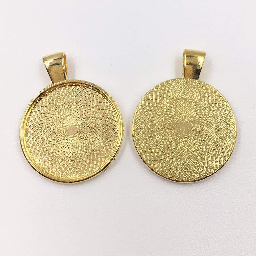 Gold Pendant Trays Bezel Trays Jewelry Bezel Pendant Blanks Gold Pendants 25mm Tray DIY Pendant Making 24pcs