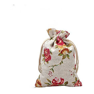 Burlap Gift Bags Burlap Bags Drawstring Bags Floral Burlap Bags Favor Bags Rose Gift Bags 5.2" BULK 24pcs