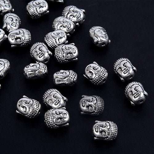 Buddha Beads Silver Buddha Beads Buddha Head Beads Antiqued Silver Large Beads 10mm Beads 10mm Buddha Beads 30pcs