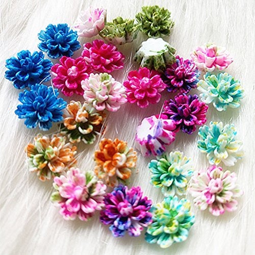 Flower Cabochons Resin Cabochons Flowers Bulk Cabochons Resin Flowers for Rings Wholesale Cabochons Flat Backs 12mm 2 Tone Flowers 140pcs