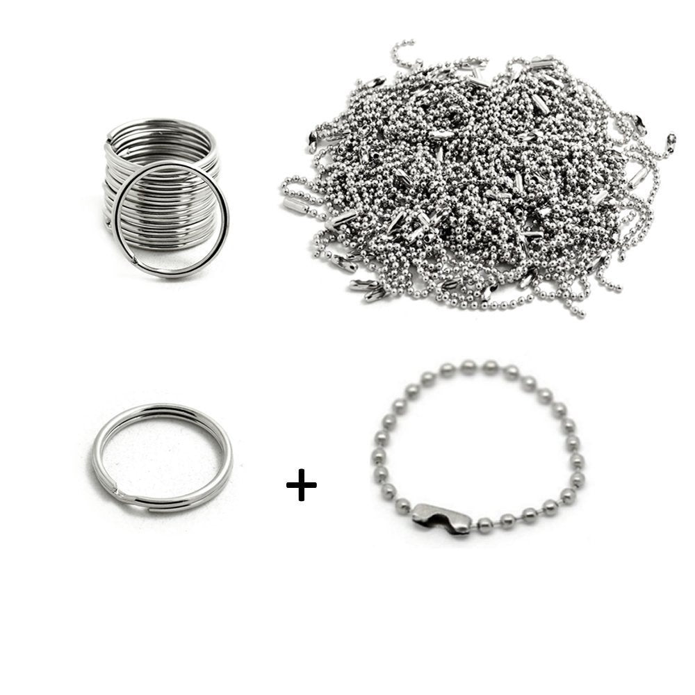 Key Rings Keychain Kit Key Chain Kit Silver Key Rings Ball Chain Key Ring Set BULK Findings DIY Kit Keychain Making Kit 200pcs Wholesale