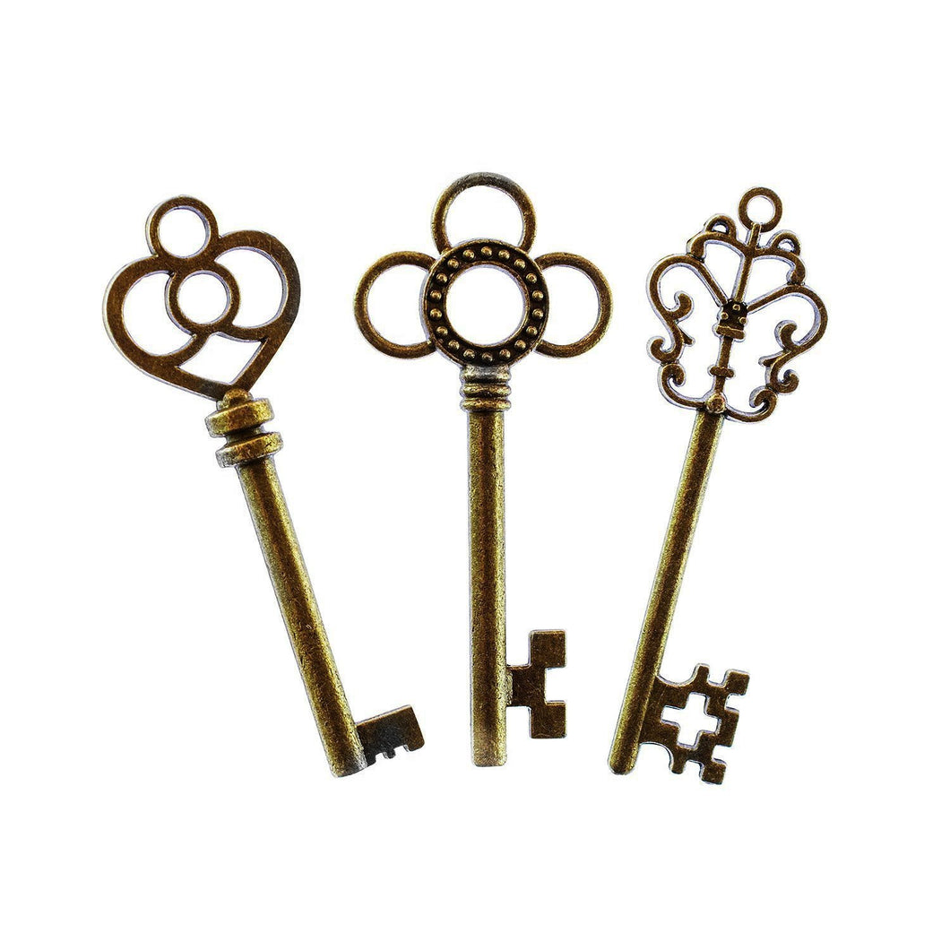 Big Key Pendants Antiqued Bronze Keys Skeleton Keys Large Keys Steampunk Keys Bronze Pendants Focal Pendants BULK Skeleton Keys 30pcs
