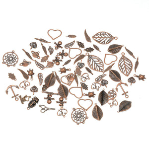 Copper Charms Set Assorted Charms Copper Pendants Jewelry Making Supplies BULK Charms Wholesale Charms Copper Findings 70pcs