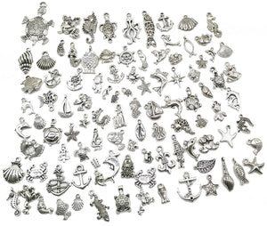 Ocean Charms Set Antiqued Silver Ocean Animal Charms Silver Charms BULK Charms Nautical Charms Sea Creature Charms Wholesale Charms 100pcs