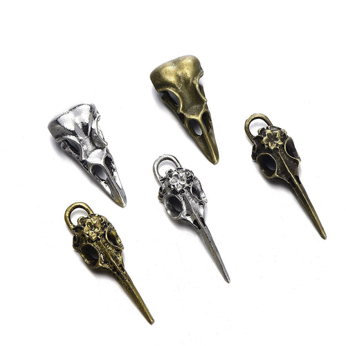 Raven Skull Charms Bird Skull Pendants Raven Pendants Raven Charms Skull Bird Skull Charms Gothic Pendants Bronze Silver 15pcs