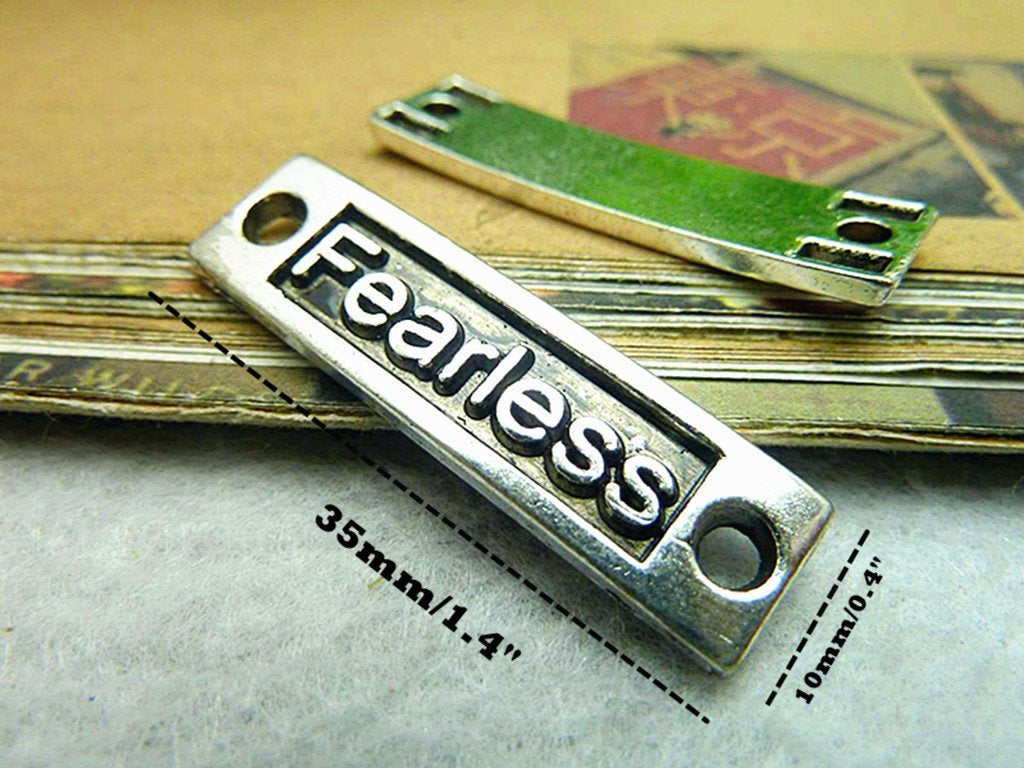 Fearless Charms Word Connectors Word Links Fearless Connectors Antiqued Silver Word Charms Fearless Pendants Inspirational Charms BULK 40pcs