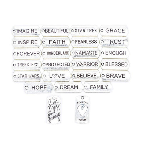 Word Charms Word Pendants Quote Pendants Quote Charms Word Tags Philosophy Tags Wholesale Charms Bulk Charms Antiqued Silver 100pcs