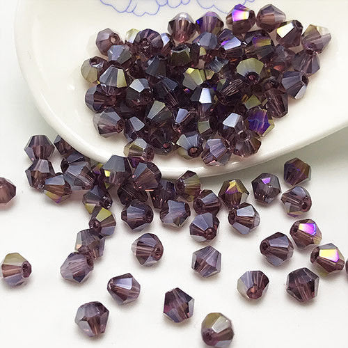 Bicone Beads Glass Bicone Beads 4mm Beads Glass Beads 4mm Bicone Beads Purple Beads Bulk Beads Wholesale Beads Purple Bicone 1000 pieces