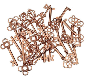Rose Gold Keys Key Pendants Skeleton Keys Rose Gold Key Charms Steampunk Keys Wedding Keys BULK Skeleton Keys 30pcs Assorted Keys