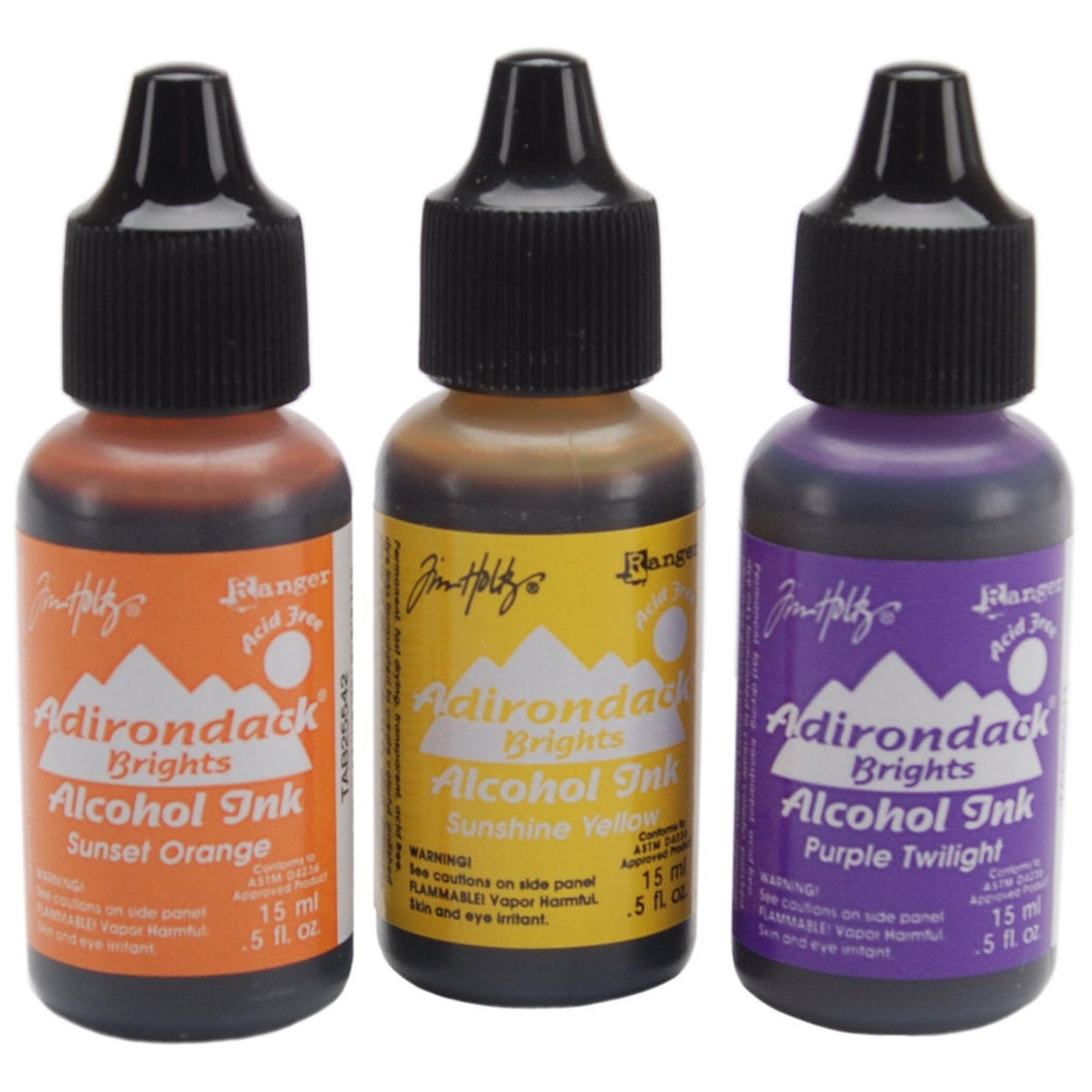 Alcohol Inks Tim Holtz Summit View For Jewelry, Card Making, Scrapbooking 3 pack Sunshine Sunset Orange Purple Twilight