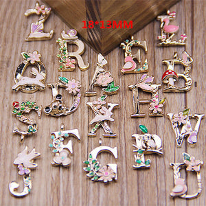 Alphabet Charms Initial Charms Set Gold Letter Charms Gold Alphabet Charms Alphabet Letters Enamel Charms Enamel Letter Charms 1 Sets 26pcs