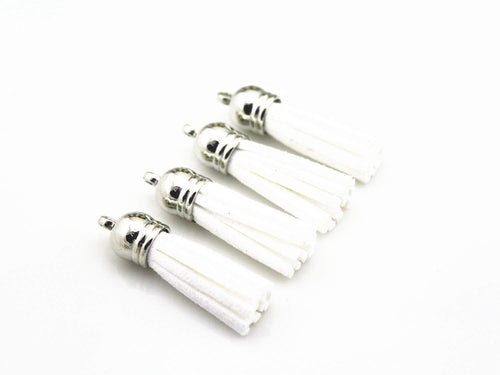 Tassel Charms Tassel Pendants Tassel Kit Faux Suede Tassels White Tassels Diffuser Pendants Diffuser Charms BULK Charms 40pcs 1.5