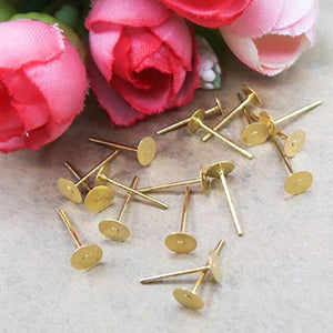 Earring Blanks Gold Earring Blanks Stainless Steel Blanks Gold Earring Pads Blank Earrings Wholesale Jewelry Supplies 200pcs + Backs