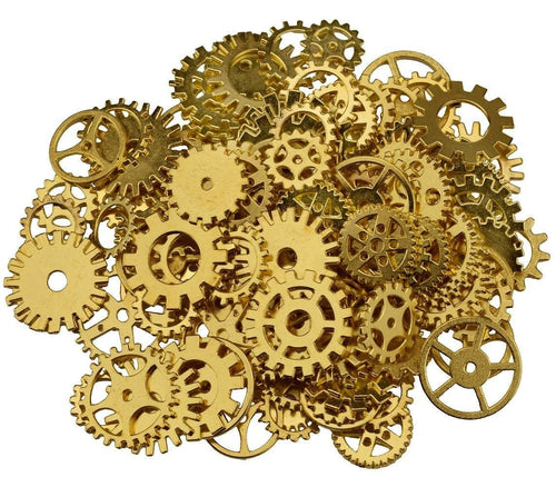 Bulk Gears Steampunk Gear Charms Gear Pendants Assorted Gears Cogs Steampunk Supplies Antiqued Gold Gears 120 pieces Wholesale